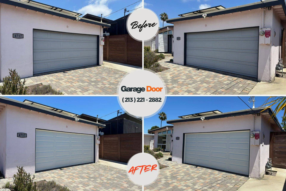 Before and after: garage door repair Lomita, CA